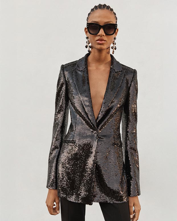 Peak Lapel Sequined Jacket