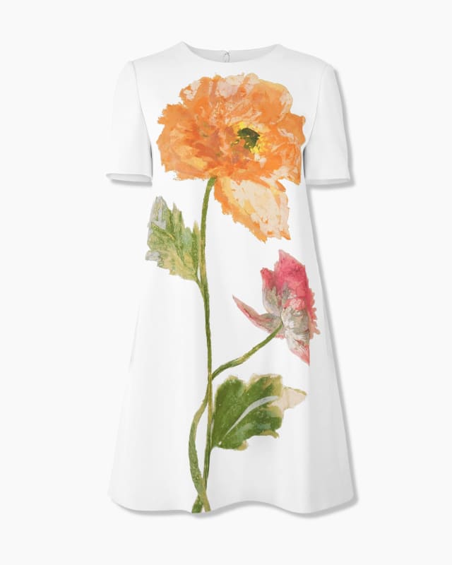 Poppy-Print Mini Dress