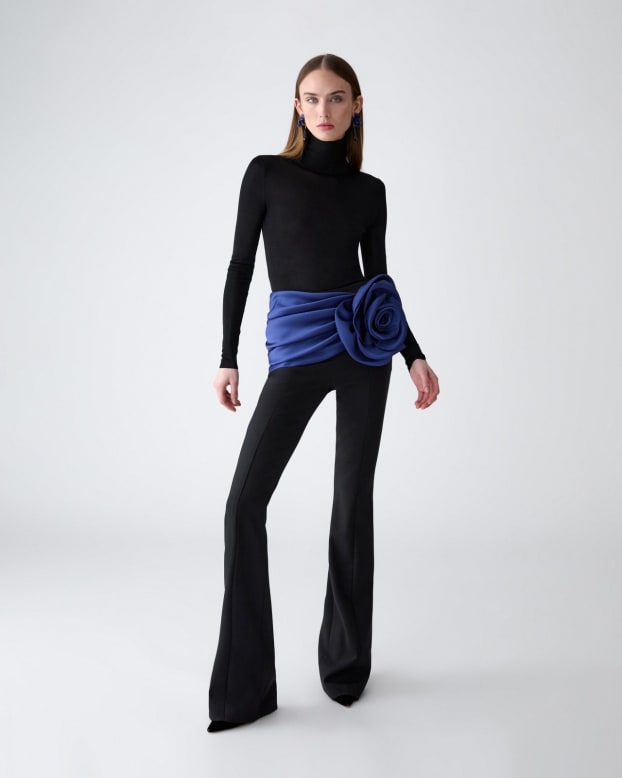 Rosette-Sash Bootcut Pant