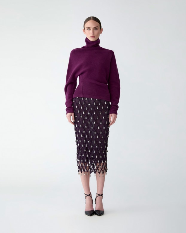 Macramé Midi Skirt with Raindrop Crystals