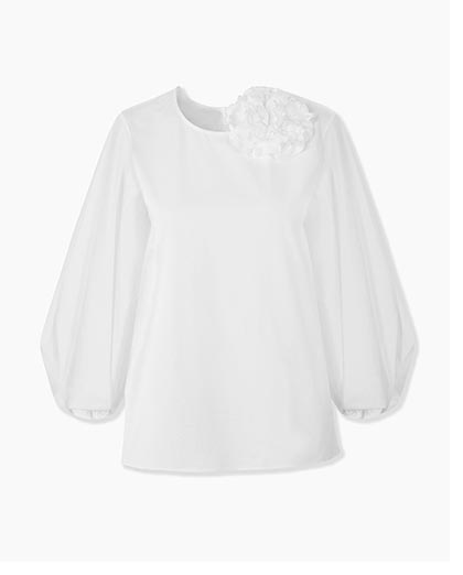Puff-Sleeve Top with Rosette