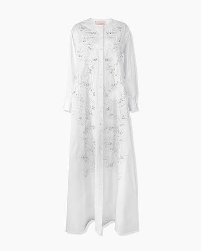 Embroidered Button-Front Gown
