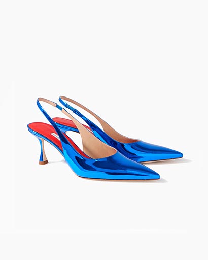 Kitten Heel in Metallic Patent Leather
