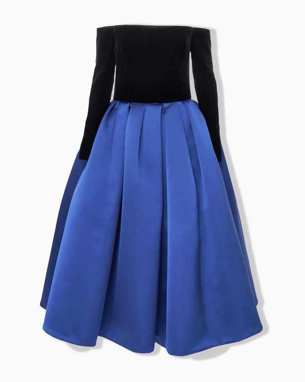 Off-The-Shoulder Combo Midi Dress