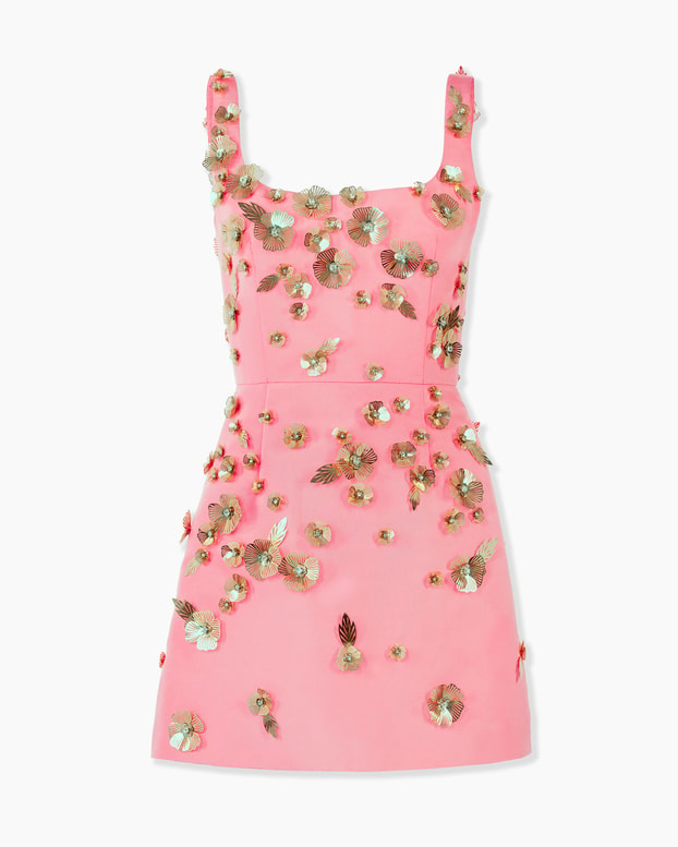 Floral-Embellished Mini Dress