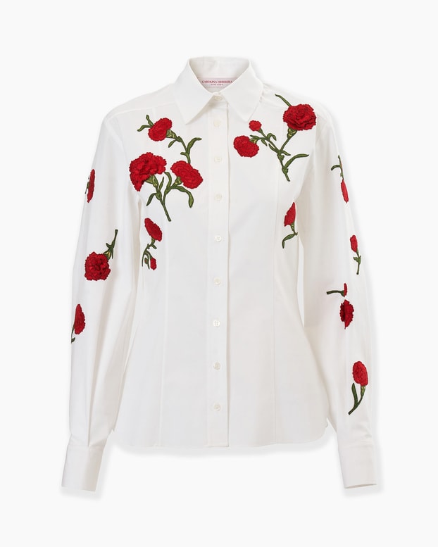 Carnation-Embroidered Shirt