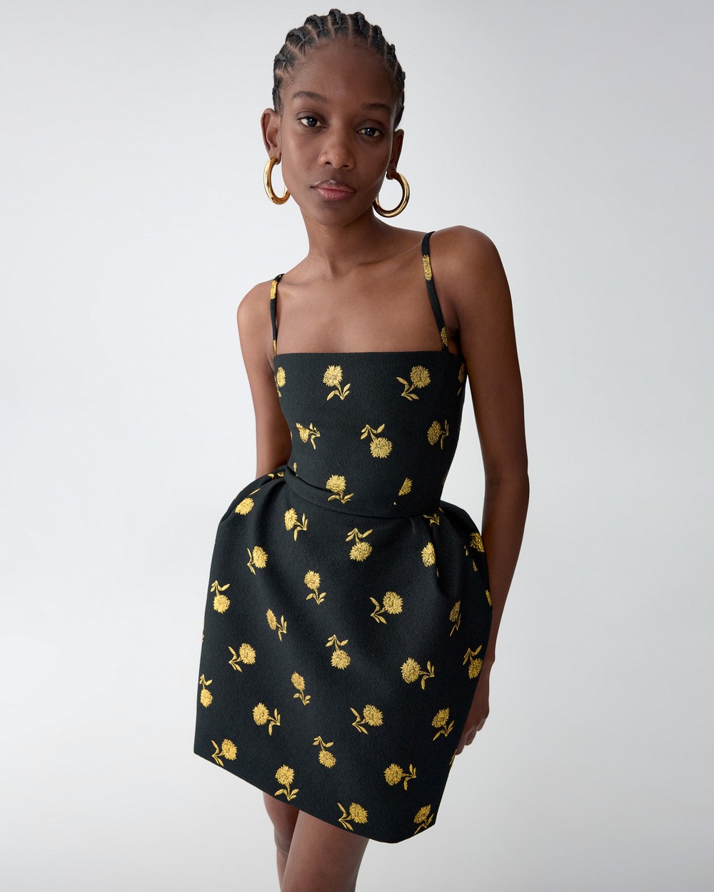 Carnation Jacquard Bell-Shaped Mini Dress