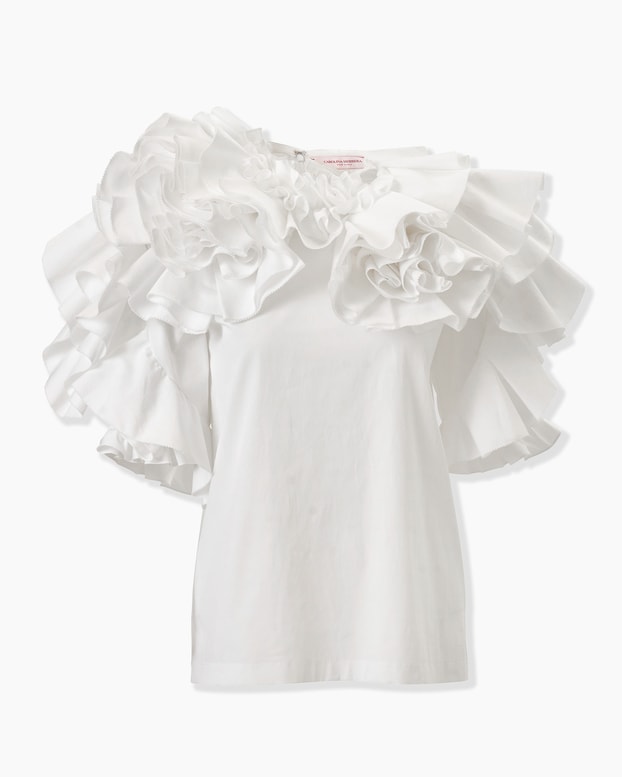 Draped Floral Ruffled Top