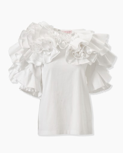 Draped Floral Ruffled Top
