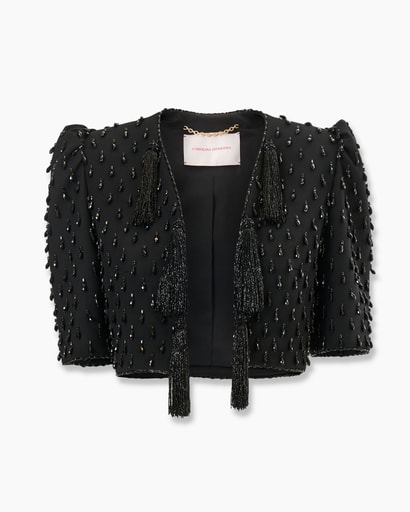 Crystal-Embroidered Cropped Jacket