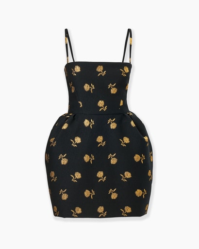 Carnation Jacquard Bell-Shaped Mini Dress