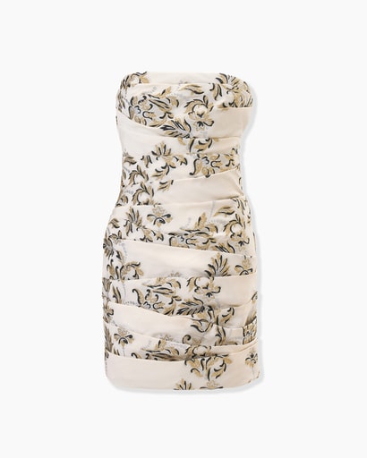 Lurex Trellis Jacquard Ruched Mini Dress