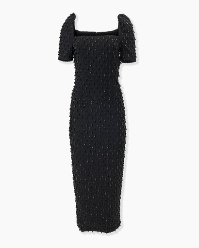 Crystal-Embroidered Midi Dress