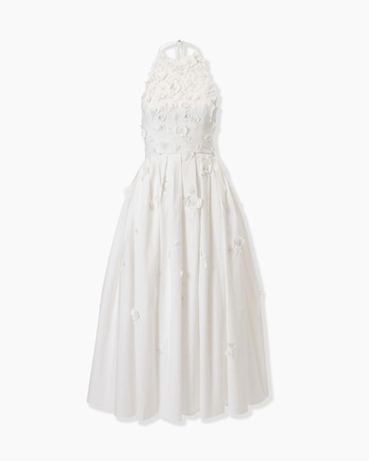 Embroidered Halter Neck Midi Dress