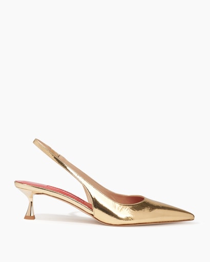 Gold Patent Leather Slingback Heels