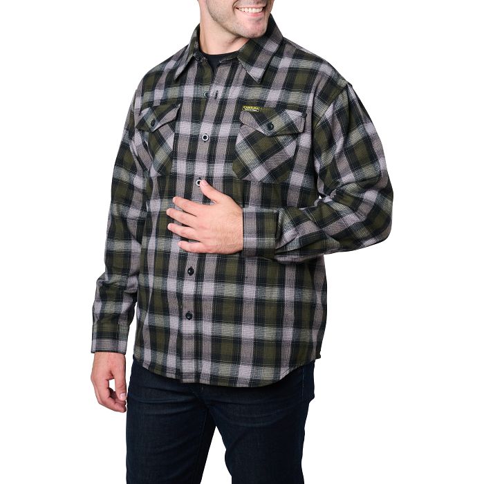 Shop Woven flannel shirt in green