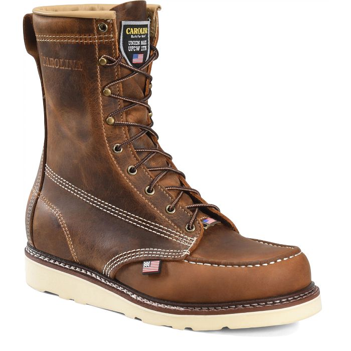 Shop Amp 8" Steel Toe Moc Toe Wedge Work Boot in brown