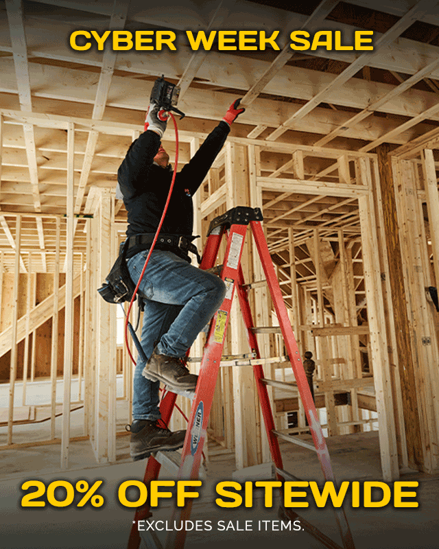 Cyber Week Sale. 20% off sitewide. *Excludes sale items. A man on a ladder wearing Carolina boots. Shop men's.