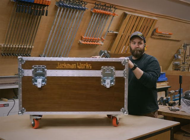 Paul Jackman and his Jackman's Works custom road case. Shop Jackman's Picks. 