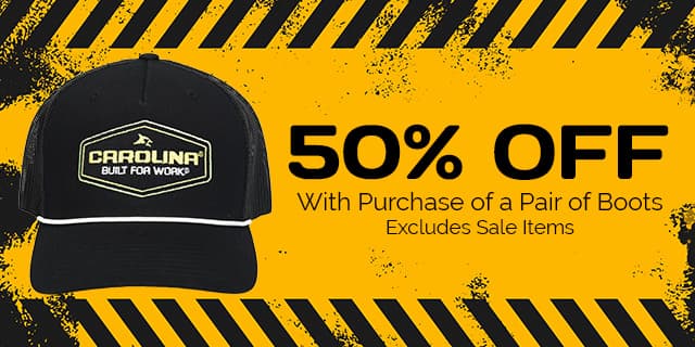 The Carolina Built for Work hat. 50% Off with a pair of boots. Excludes sale items. Shop men's.