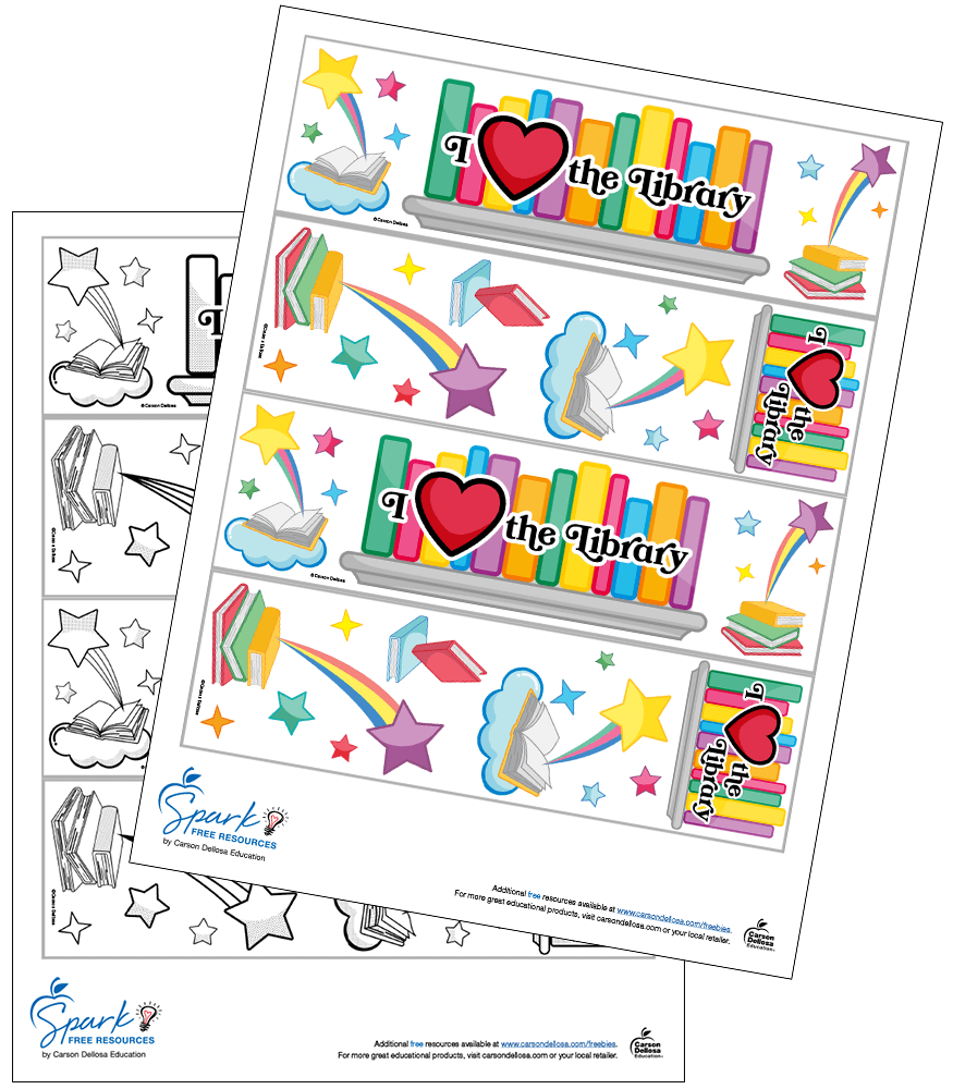 Image of I Love the Library Bookmarks Free Printables