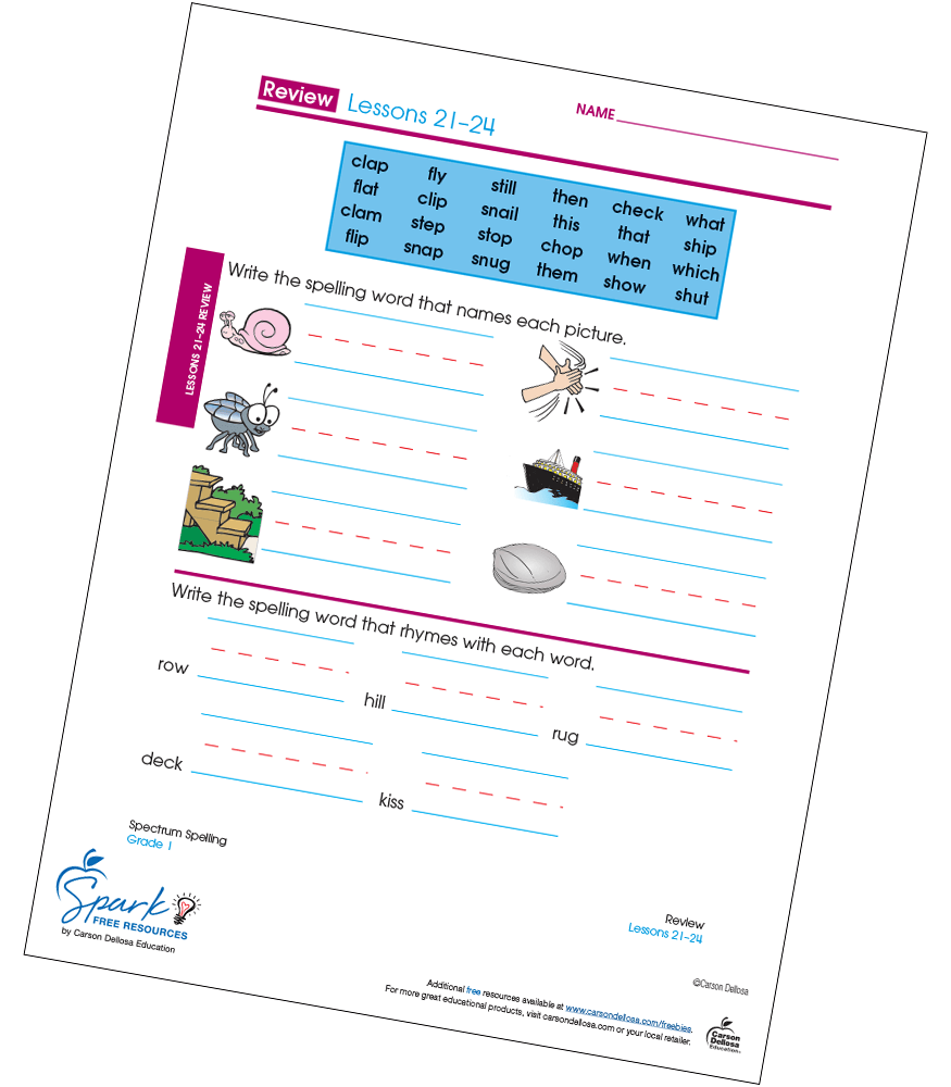 Image of Spectrum Spelling Grade 1 Free Sample