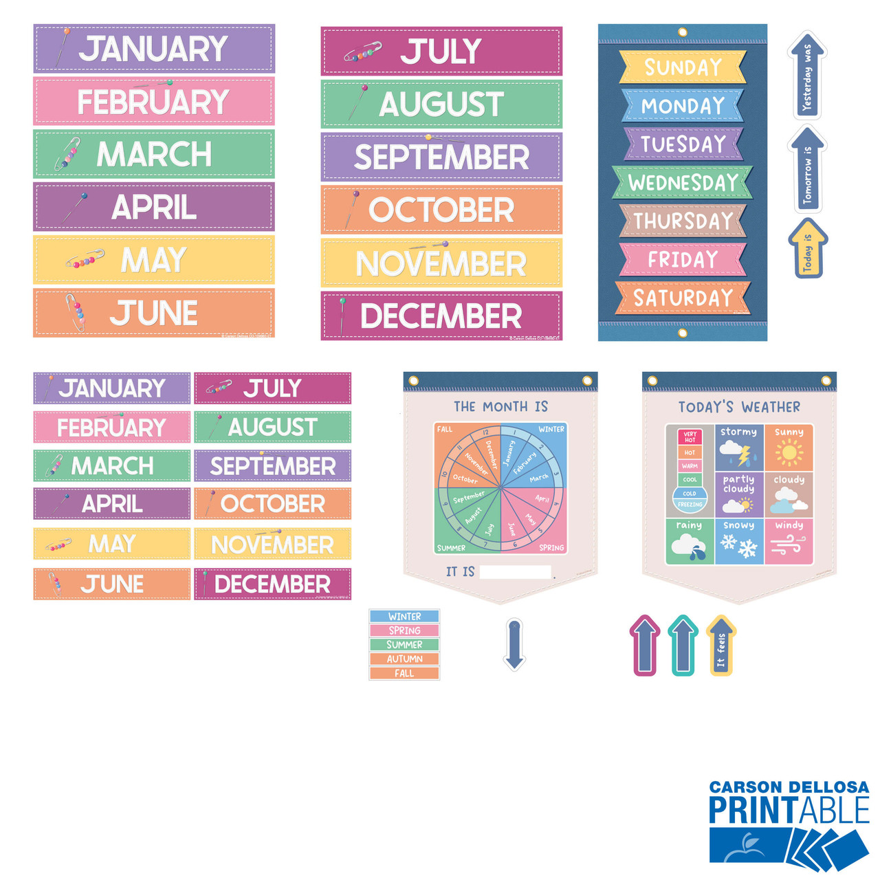 Image of Crafty and Cool Calendar Companion Printable Bulletin Board Set