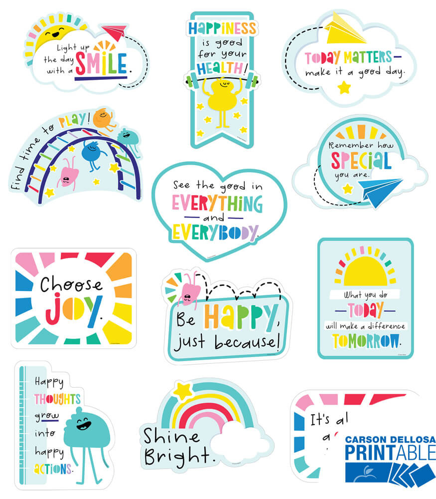 Image of Happy Place Motivational Printable Bulletin Board Set  