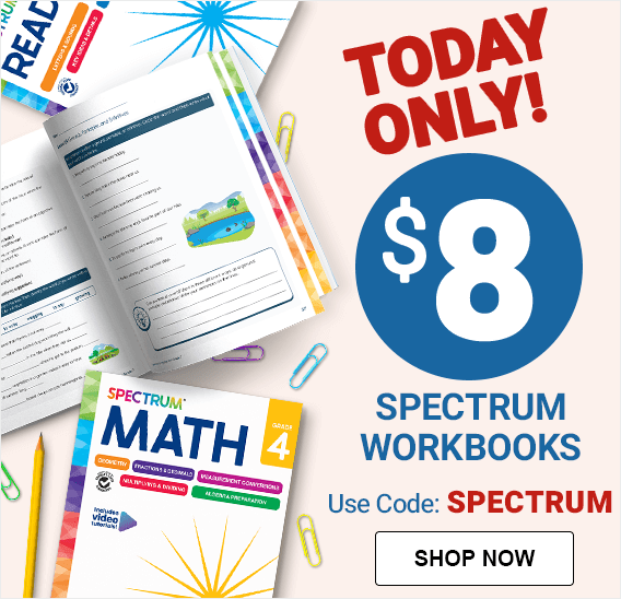 Today only! $8 Spectrum workbooks. Use code SPECTRUM. Shop now.
