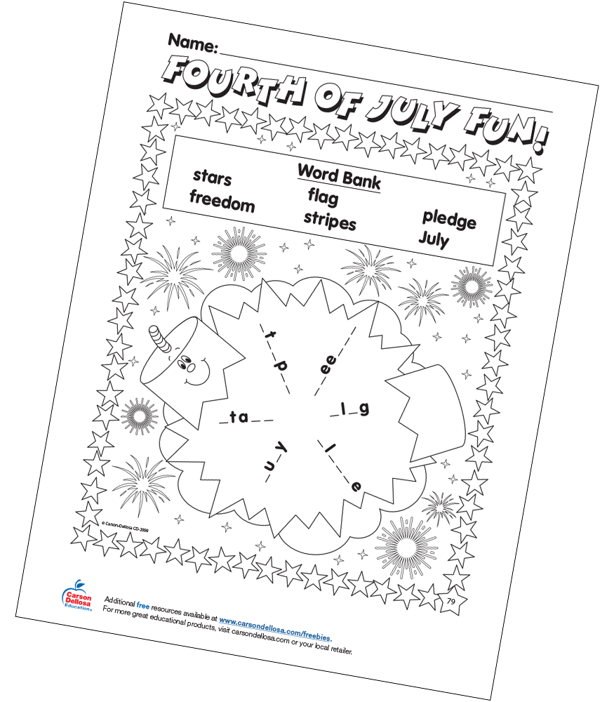 Image of Fourth of July Fun Word Bank Free Printable