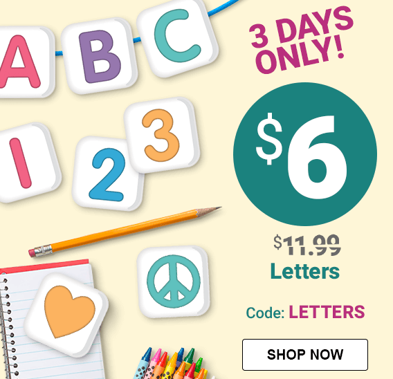 3 Days Only! $6 bulletin board letters. Use code: LETTERS. Shop now.