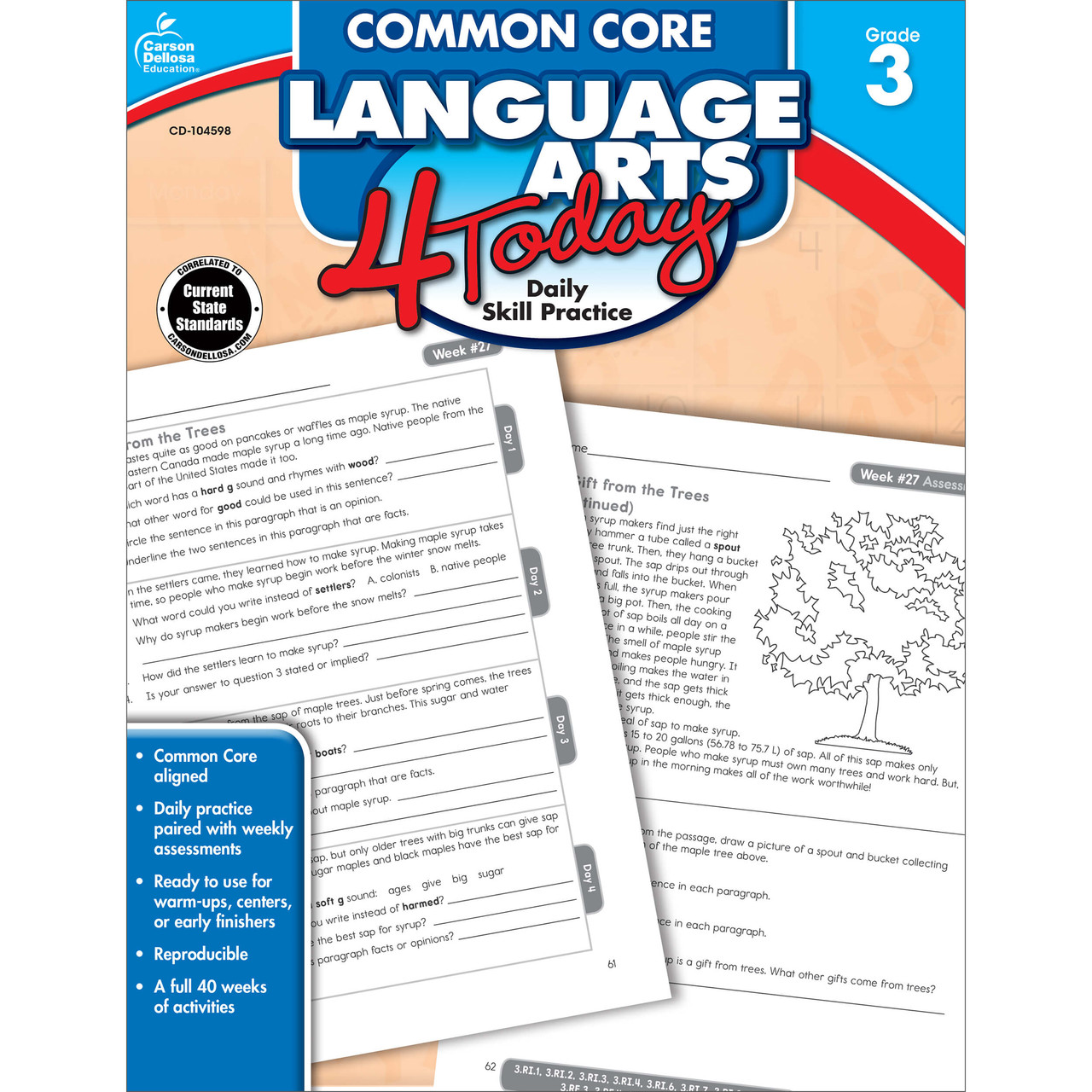 Image of Common Core Language Arts 4 Today Workbook Grade 3 Paperback
