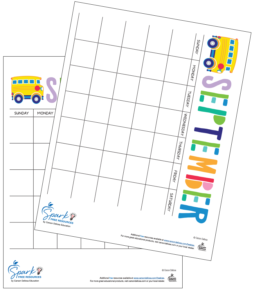 Image of September Editable Calendar - PDF & Google Classroom - Landscape & Portrait
