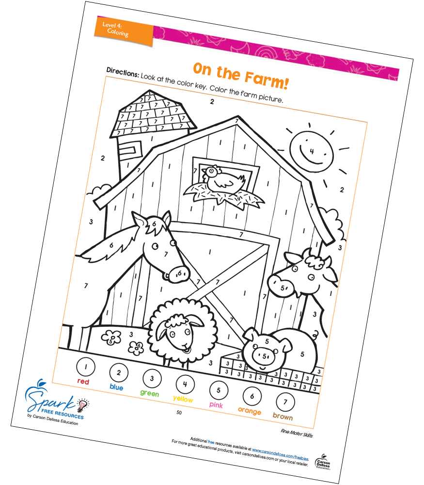 Image of On the Farm! Color By Number Free Printable
