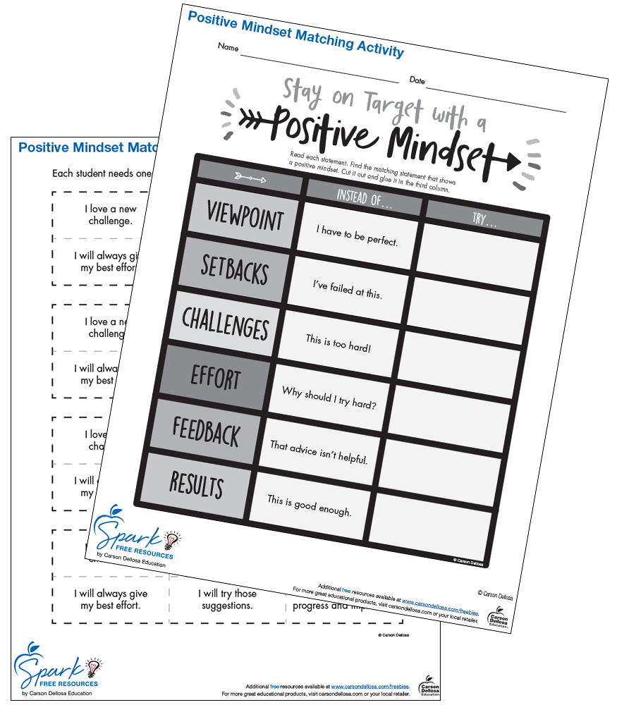 Image of Positive Mindset Matching Free Activity