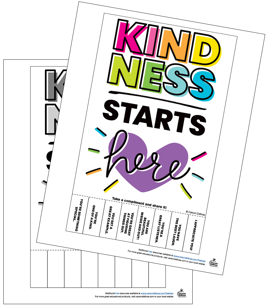 Image of Kindness Starts Here Tear-Off Compliment Poster Free Classroom Decor