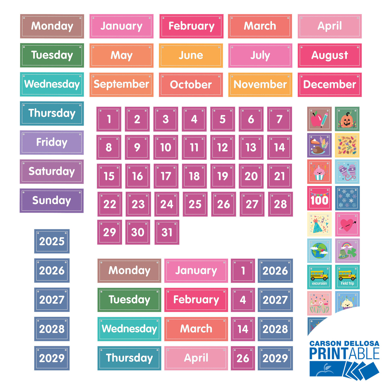 Image of Crafty and Cool Flip Calendar Printable Bulletin Board Set