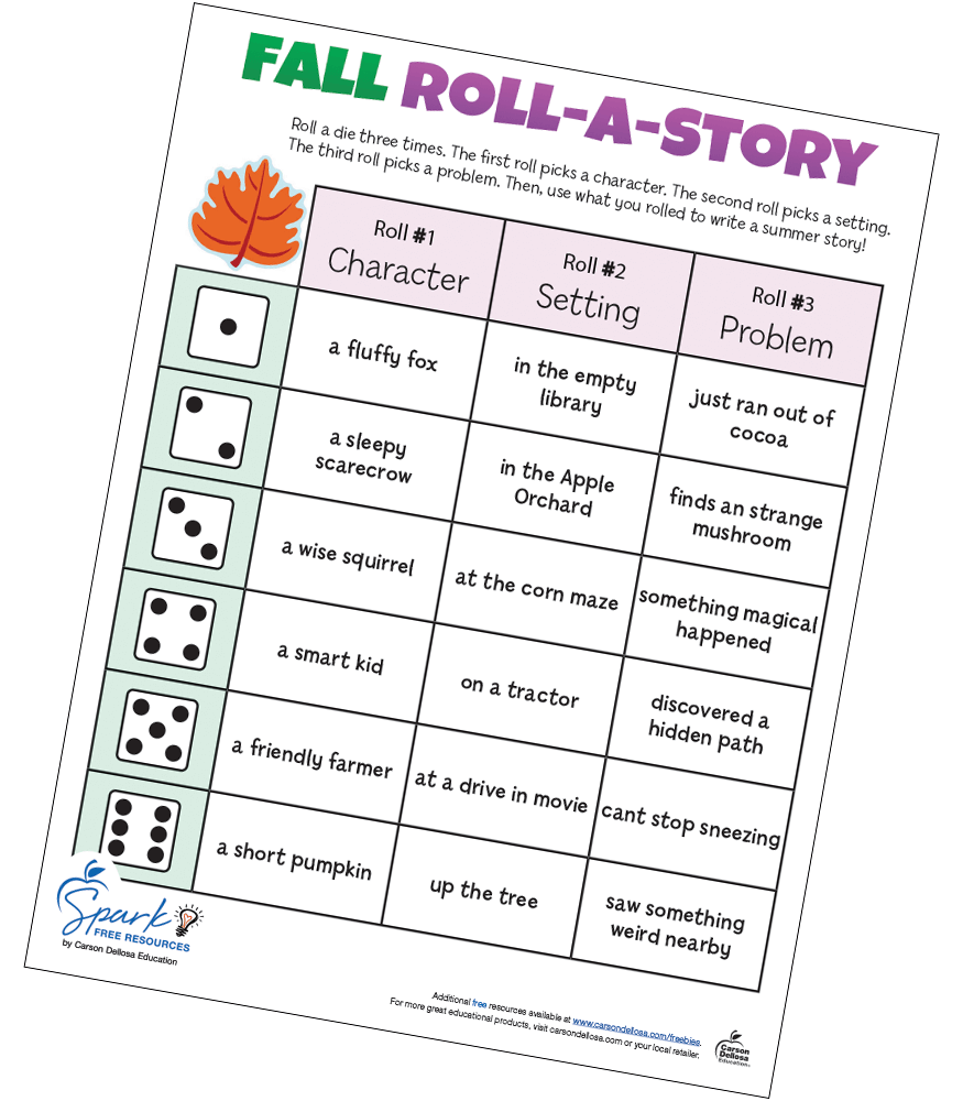 Image of Fall Roll-A-Story Free Printable