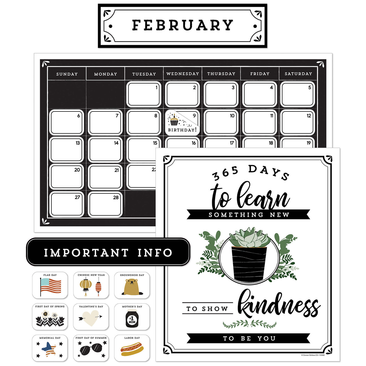 Image of Farmhouse Calendar Bulletin Board Set