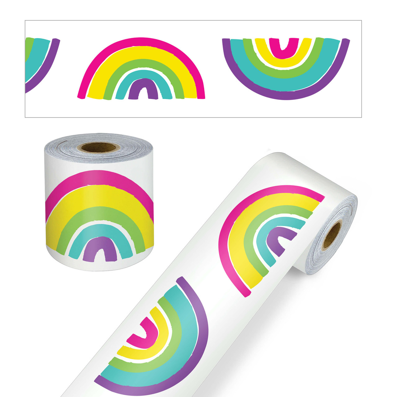 Image of 65' Rainbows Rolled Straight Bulletin Board Borders