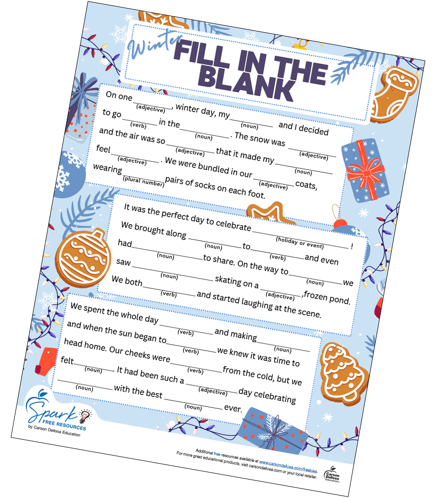 Image of Fill-in-the-Blank Fun Winter Story Free Printable