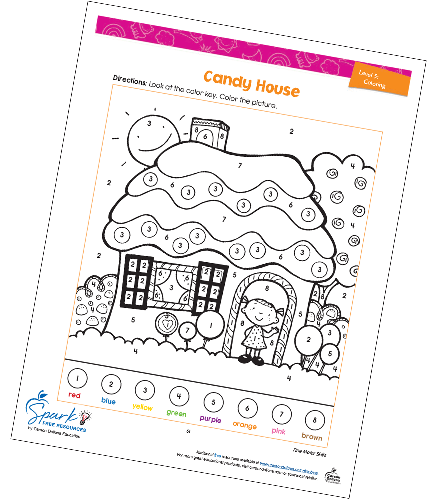 Image of Candy House Color By Number Free Printable