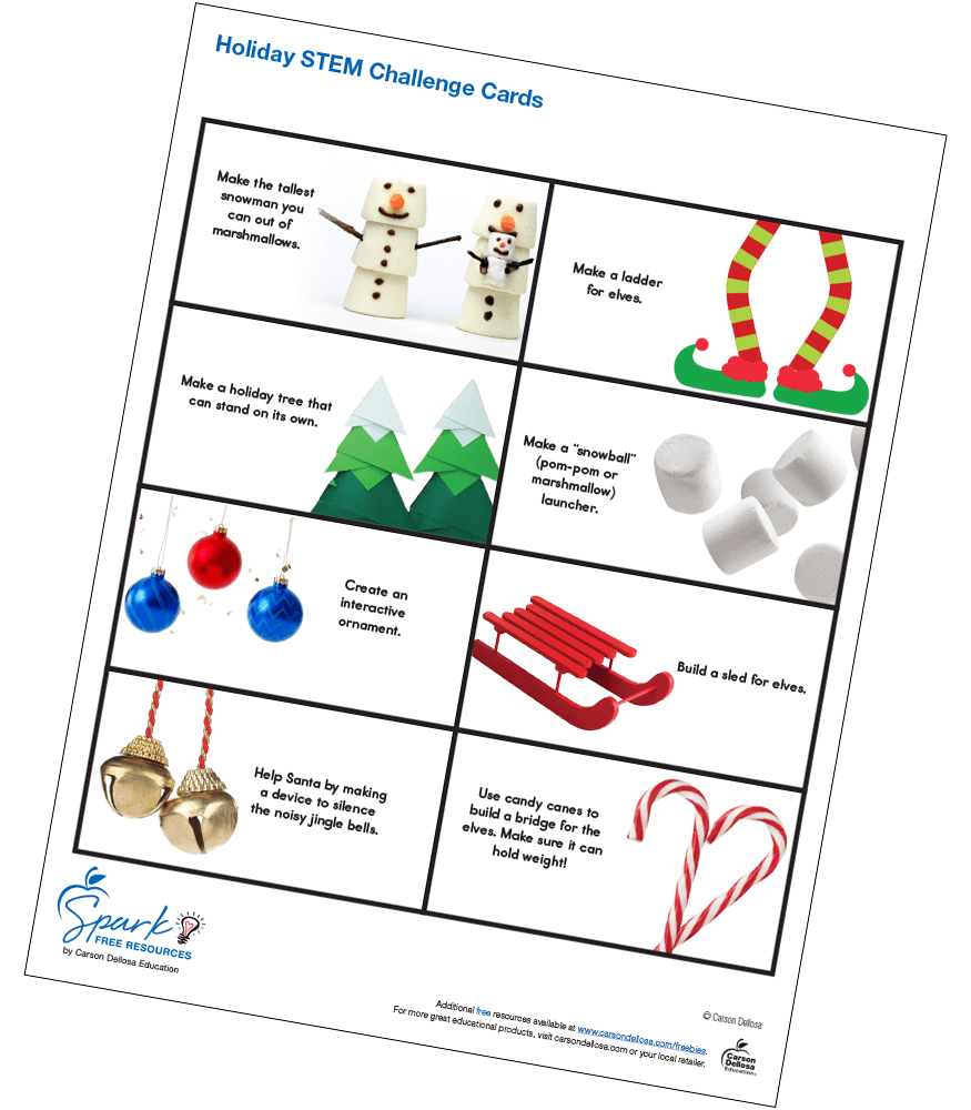 Image of Holiday STEM Challenge Cards Free Activity