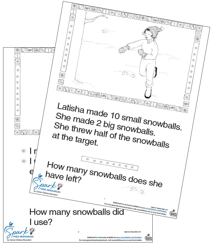 Image of Snowball Subtraction Free Printable