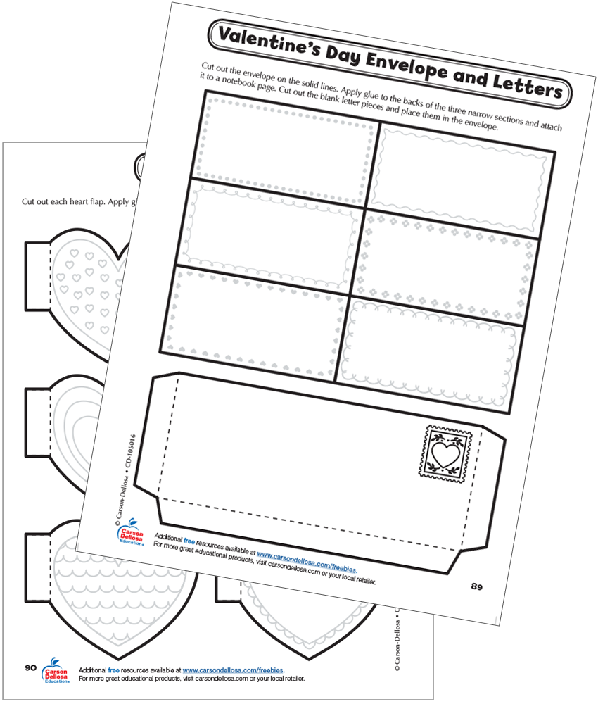 Image of Valentine's Day Envelope and Letters Interactive Notebook Free Printable