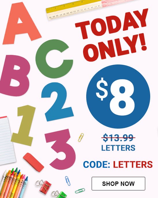 Today Only! $8 Letters. Use code: LETTERS. Shop now!