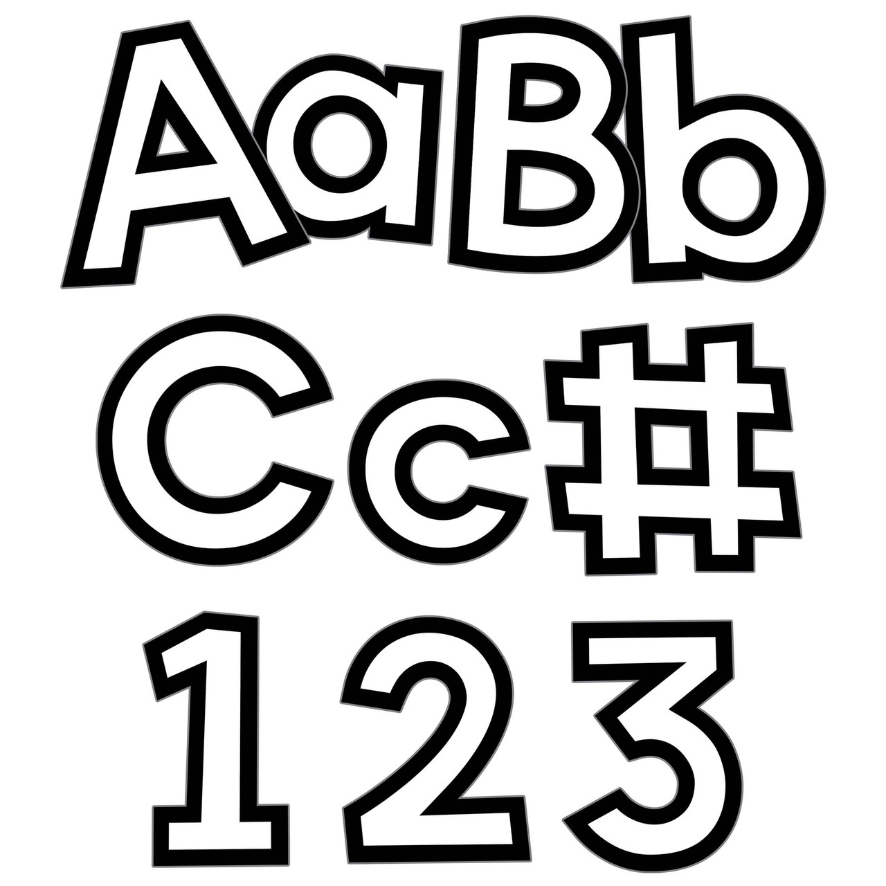 Image of 4in White with Black Trim Combo Pack Bulletin Board Letters