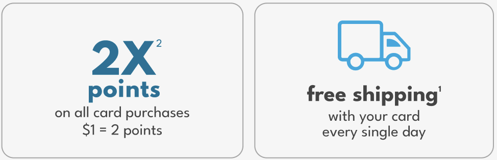2X(2) points | on all purchases | free shipping(1) | every single day