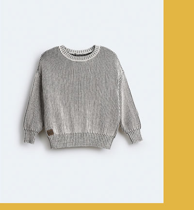 Black and White Toddler Striped Pullover Sweter