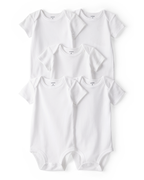 Image of Baby 5-Pack Short-Sleeve Bodysuits - White